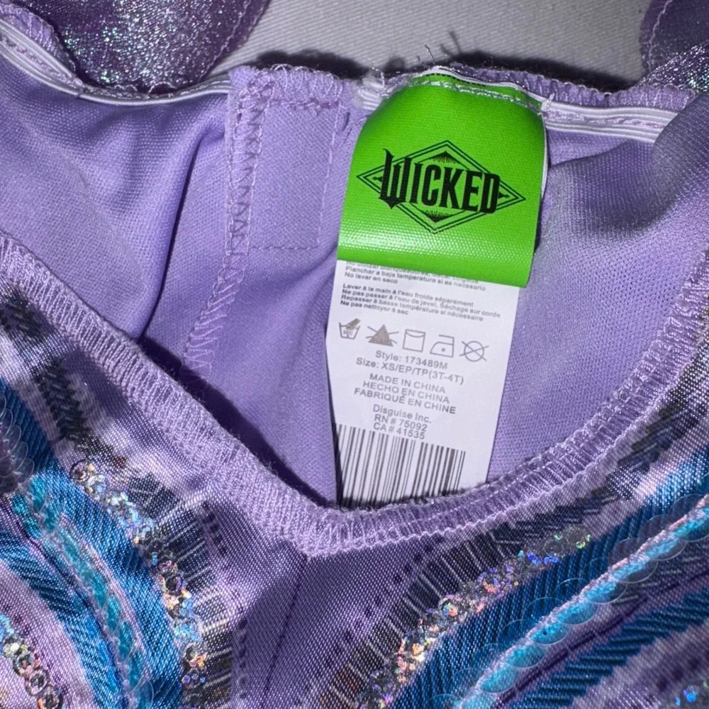 Wicked‎ Kids Costume Dress Purple Silver Glitter Sparkle Size XS/TP 3T4T